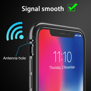 Magnetic Case for + Metal Tempered Glass Back Magnet Cases Cover for iPhone