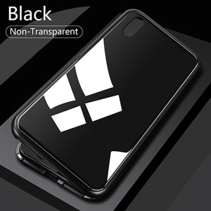 Magnetic Case for + Metal Tempered Glass Back Magnet Cases Cover for iPhone