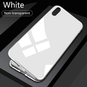 Magnetic Case for + Metal Tempered Glass Back Magnet Cases Cover for iPhone